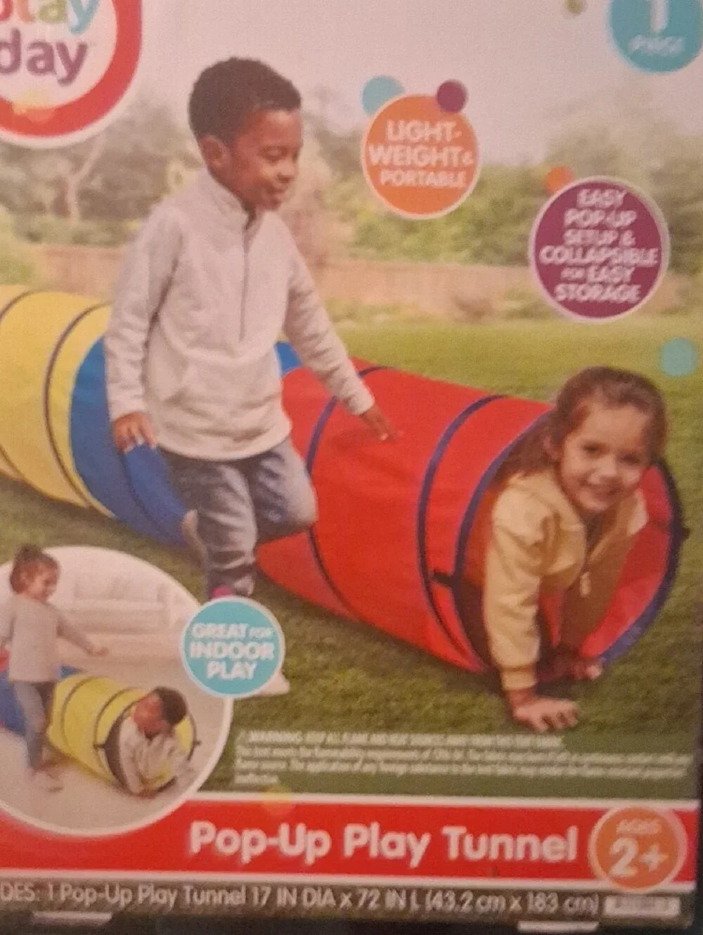 Play Day Pop-Up Play Tunnel - Red, Yellow & Blue
